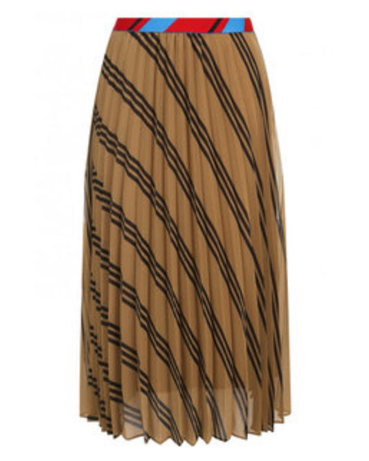 By Malene Birger Brown Striped Pleated Skirt