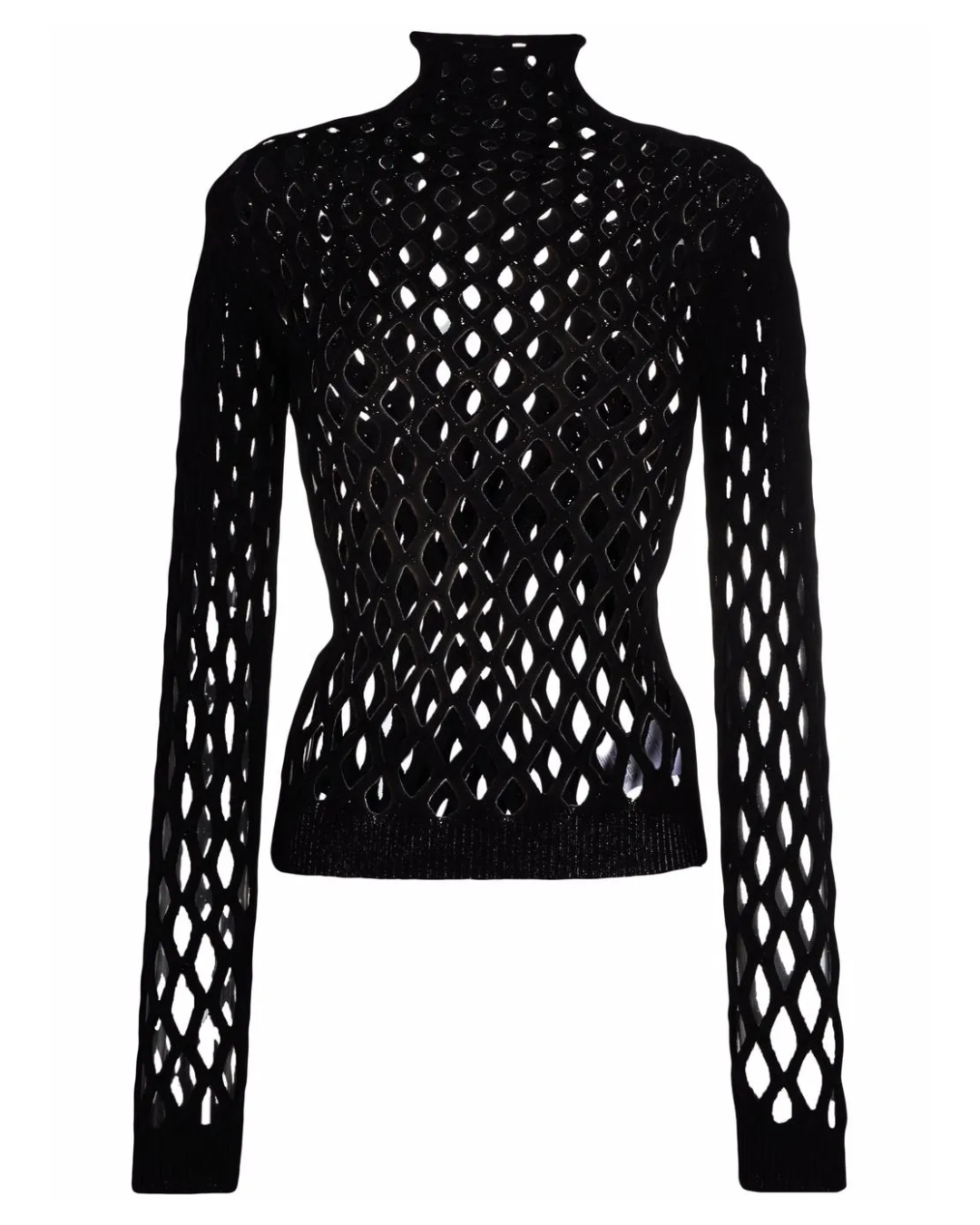 Valentino Black Open Knit Turtleneck