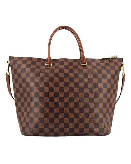 Louis Vuitton Damier Ebene Brown Leather Tote Bag