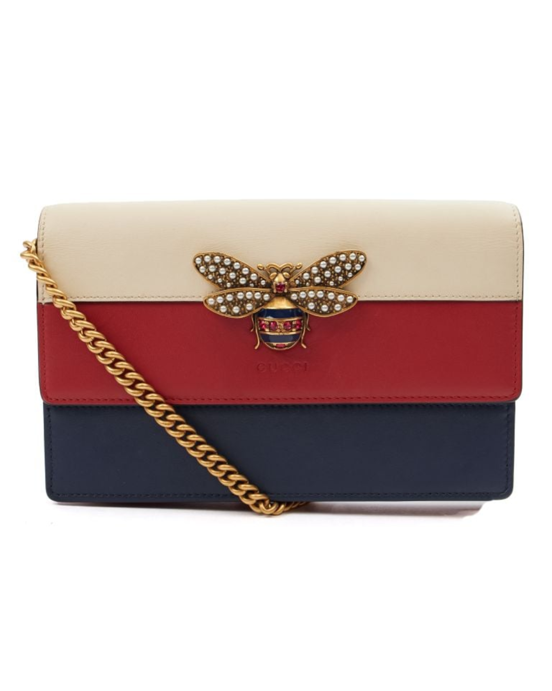 Gucci Queen Margaret Blue Red Cream Bee Shoulder Bag