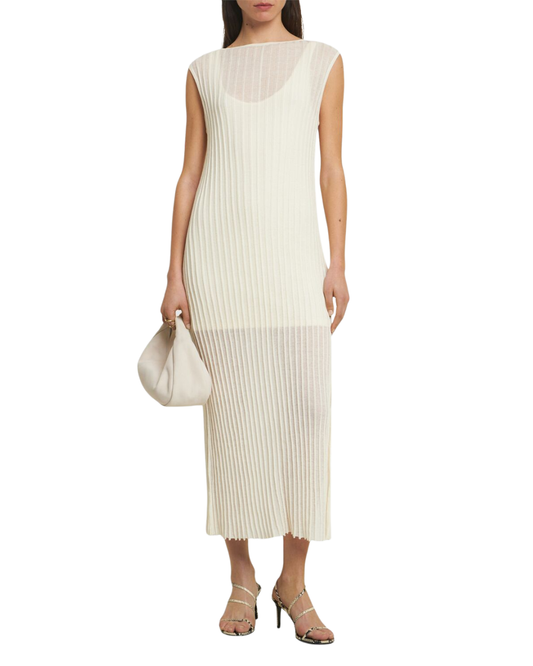 LouLou De Saison Ada Layered Ribbed Cotton Blend Midi Dress