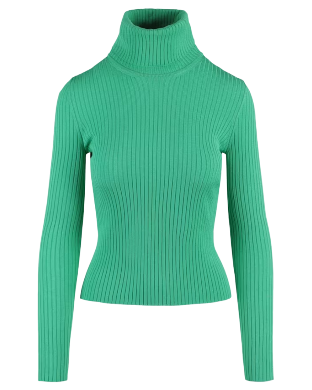 Gucci Green Turtleneck Ribbed Knit Top