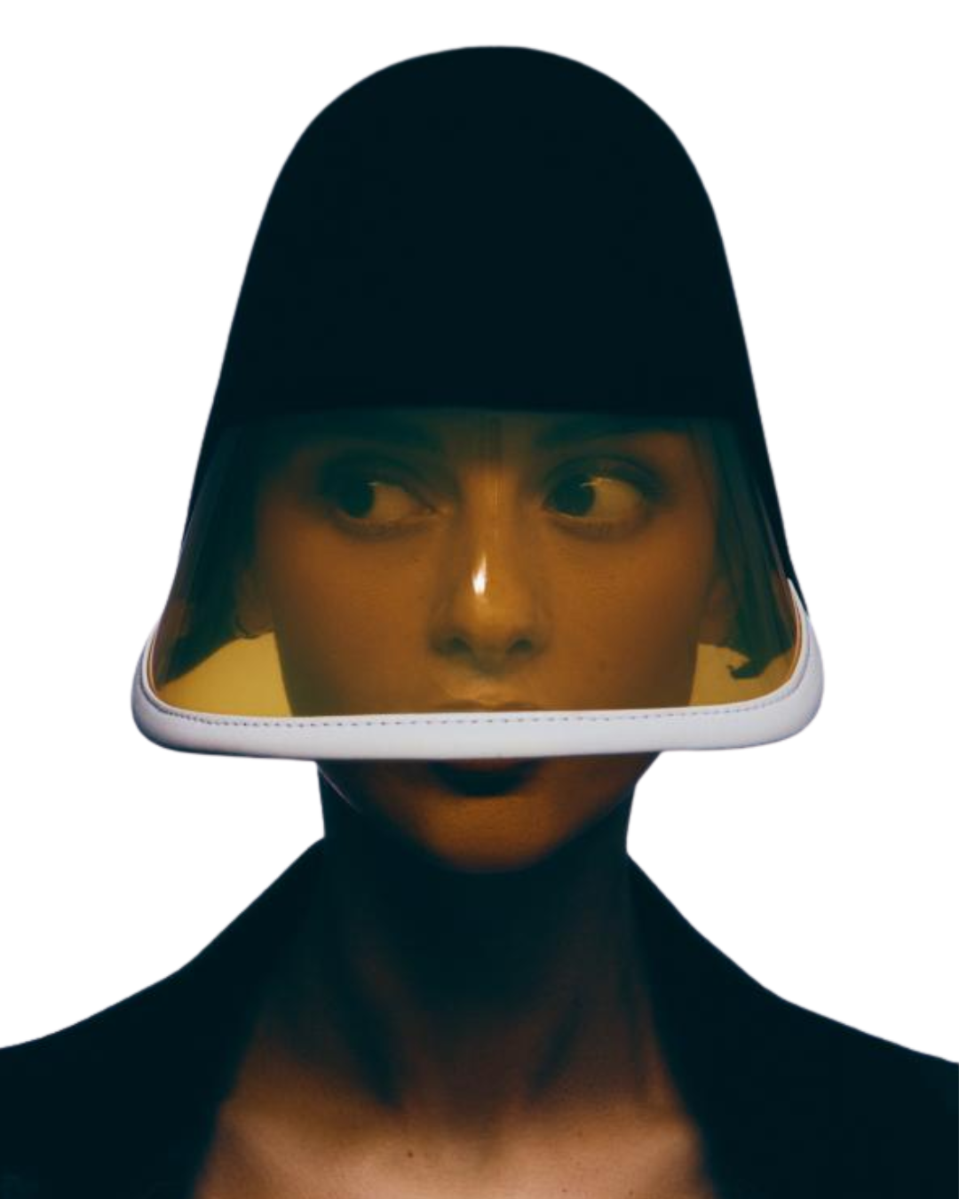 Gucci black shield visor runway hat