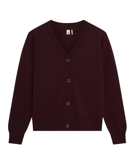 Rise and Fall Oxblood Burgundy Cashmere Cardigan