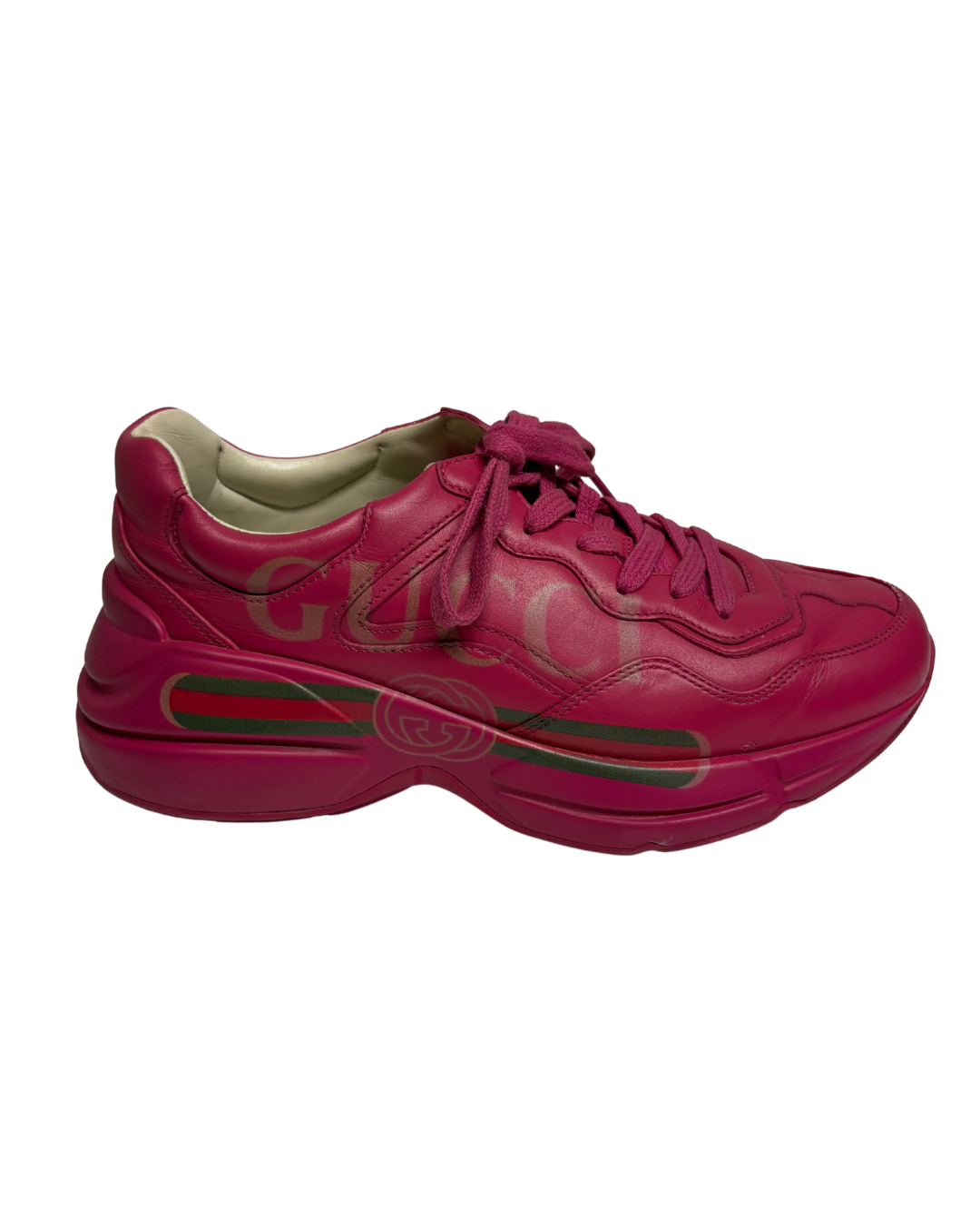 Gucci GG Rhyton Pink Leather Chunky Trainers
