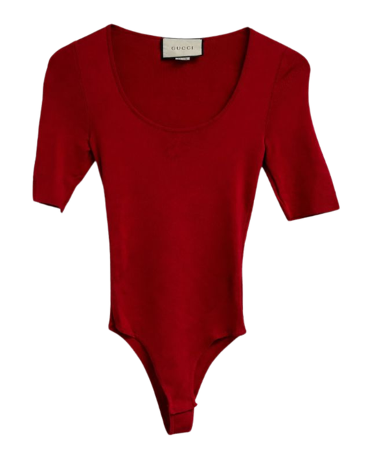 Gucci Red Short Sleeve Bodysuit
