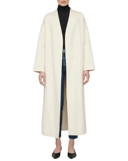 Anine Bing Cream Wool Longline Coat