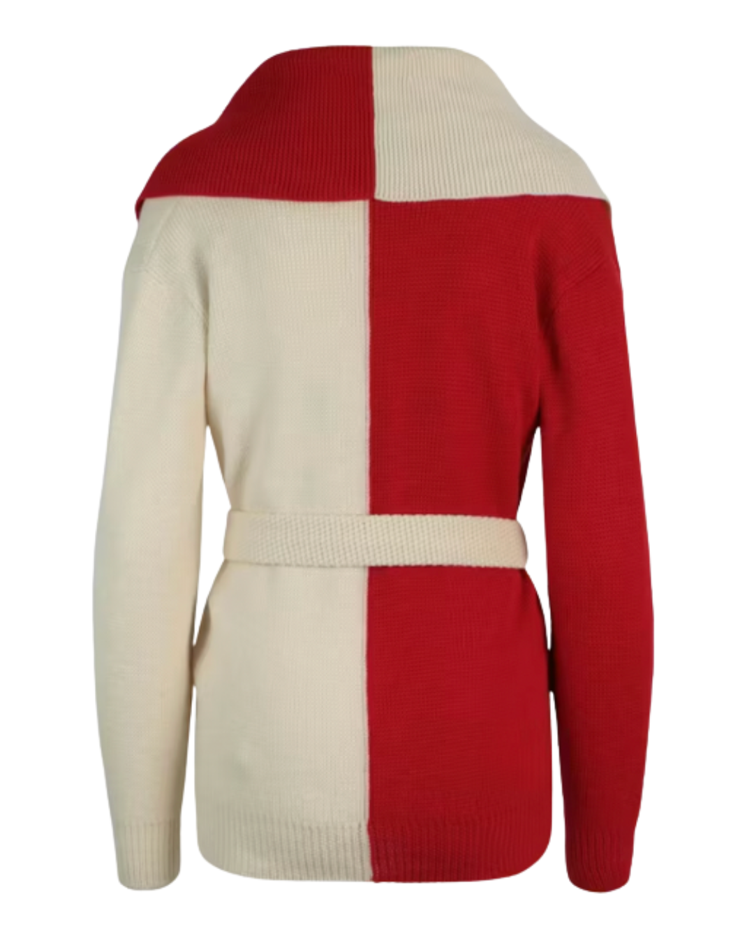 Gucci Red And Cream Two Tone Wool Wide Neck Knit Sweater