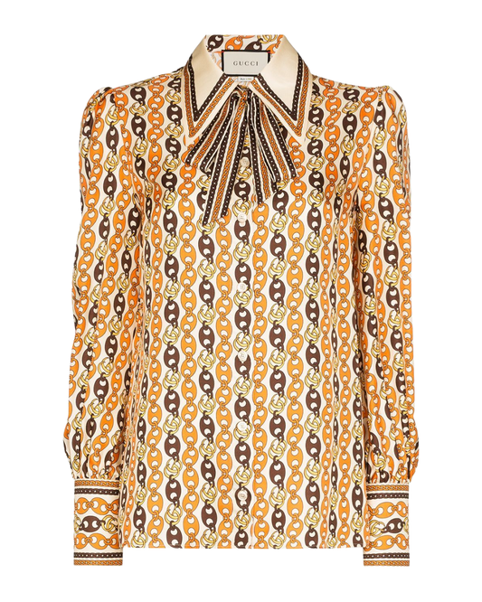 Gucci Horsebit Chain Print Shirt in Beige