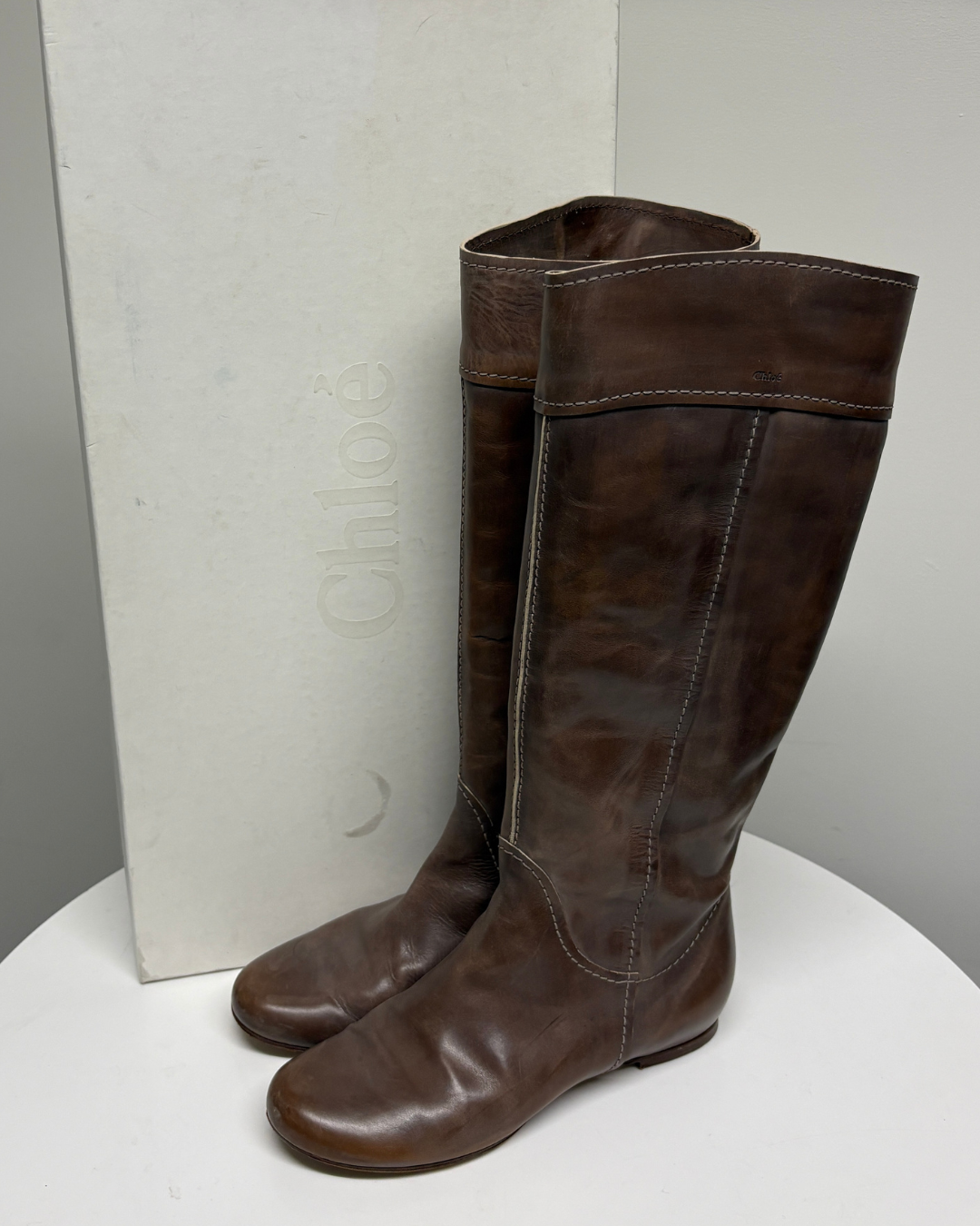 Chloe Dark Brown Saturnia Calf Boots