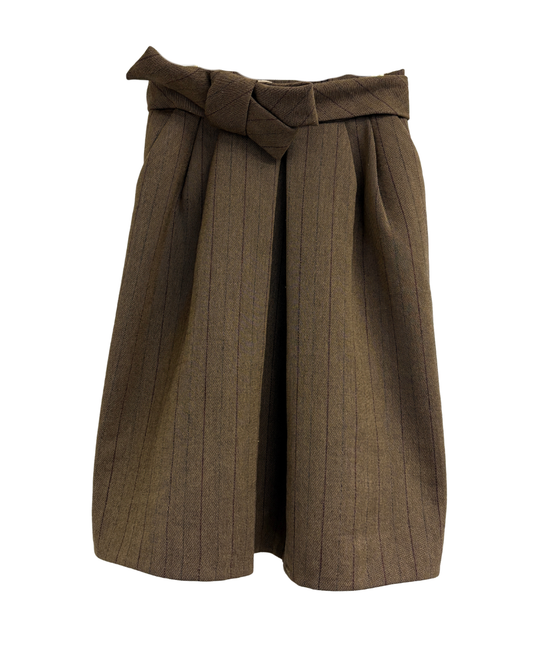 Marni Brown Wool Skirt With Front Pleat