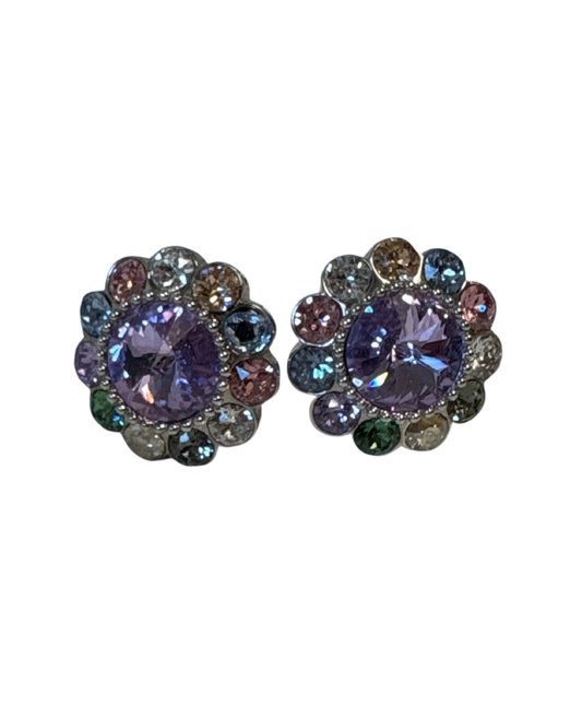 Miu Miu Crystal Multi Coloured Clip On Earrings