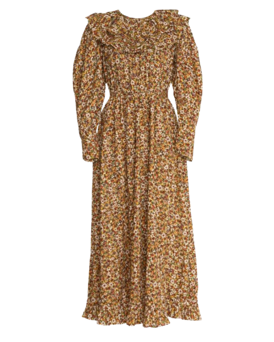 Doen X Liberty Loretta Autumnal Ditsy Floral Cotton Midi Dress