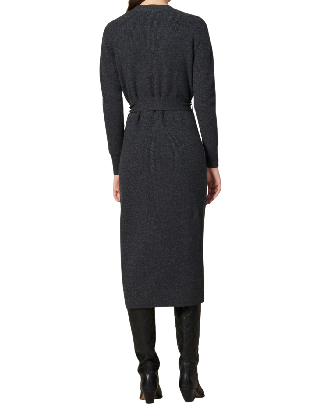 Sandro Paris Grey Wool Long Buttoned Dress