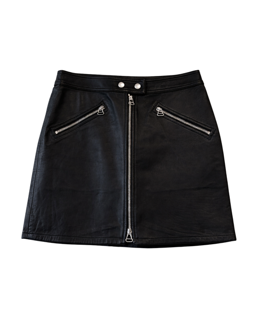 Rag & Bone Black Zip Front Leather Skirt