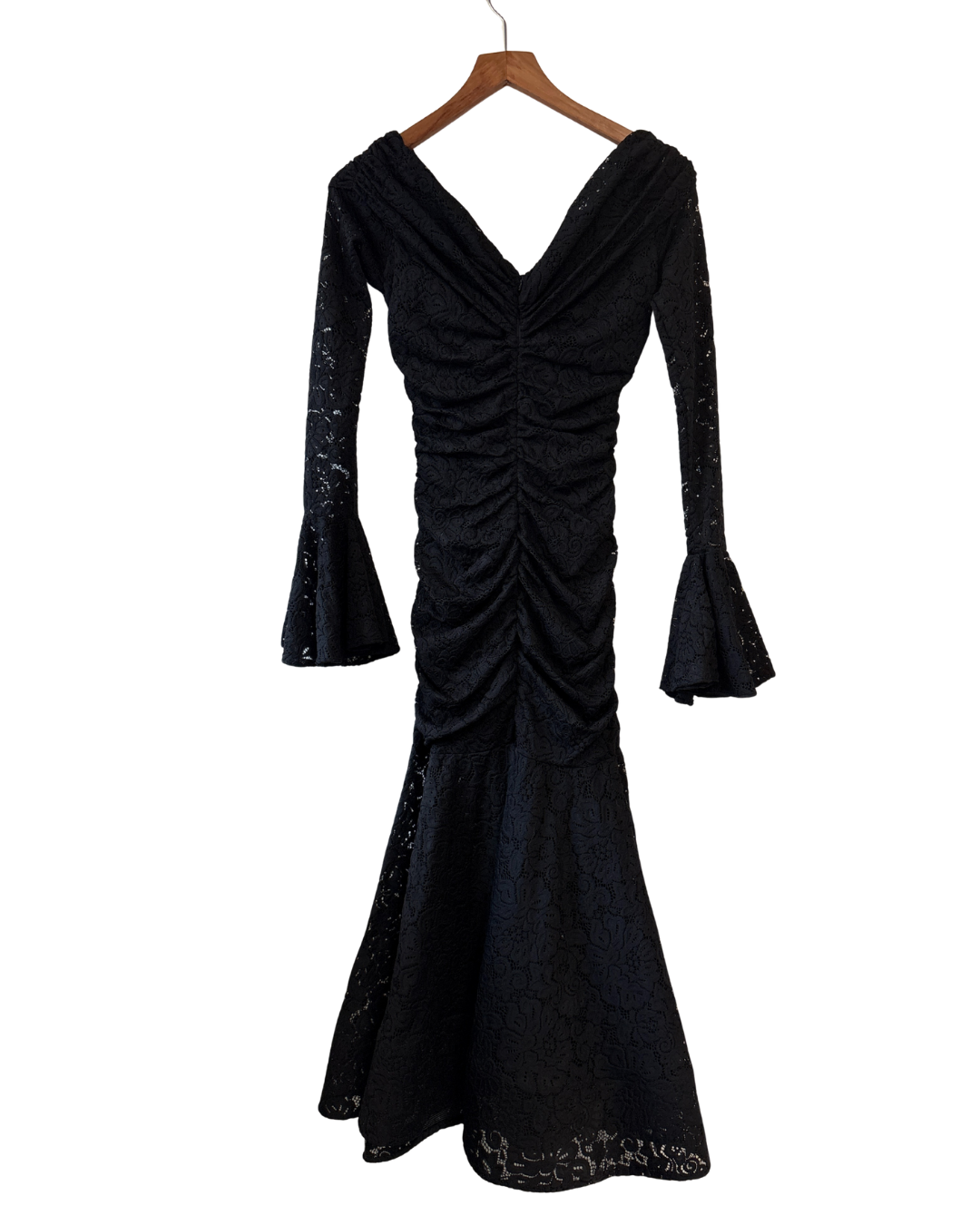 Caroline Constas Black Off Shoulder Long Sleeve Lace Midi Dress