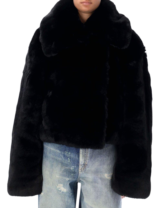 Acne Studios Faux Fur Black Crop Coat