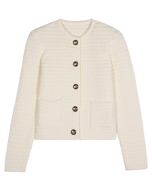 BA&SH Cream Cardigan With Shoulder Pads