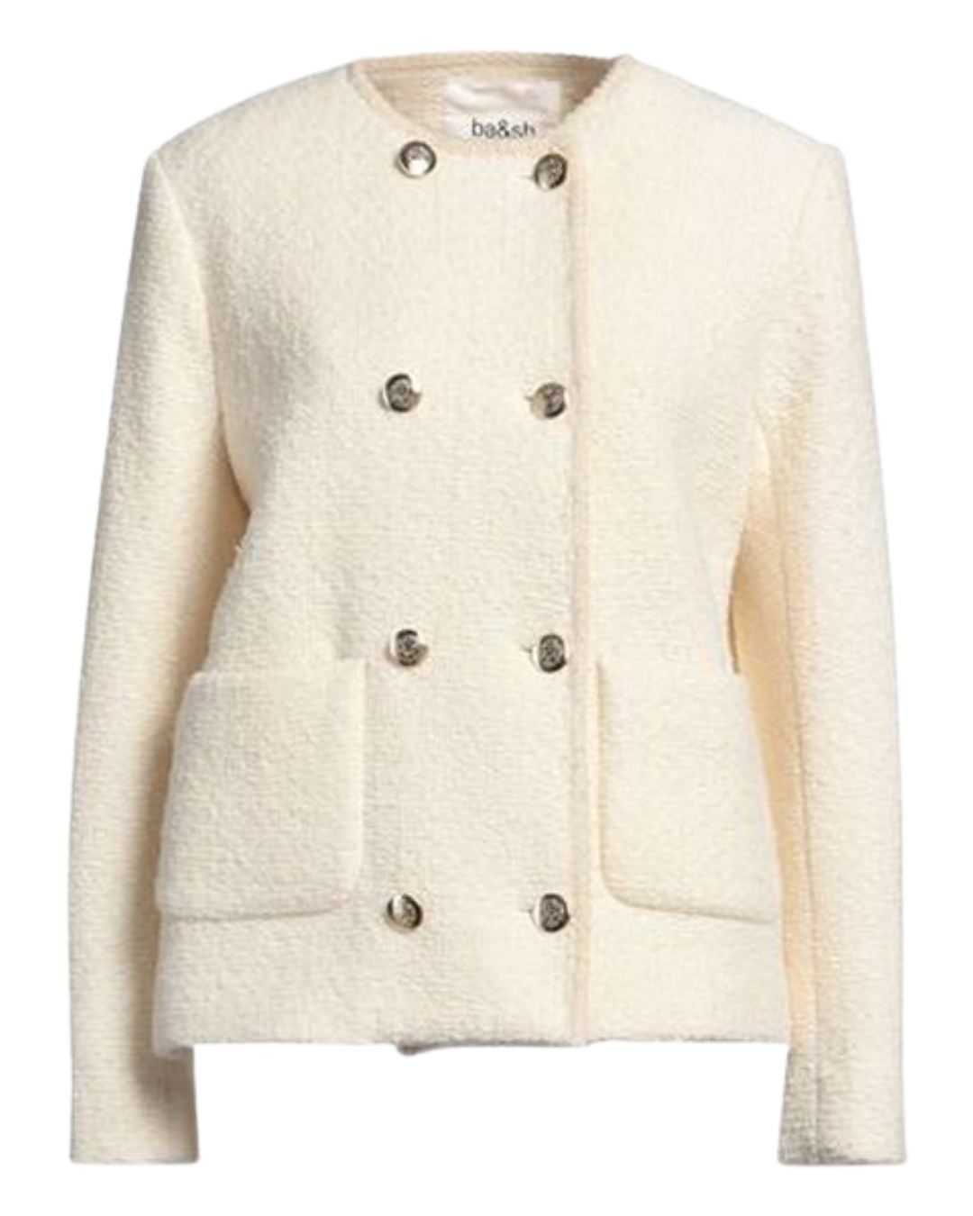 BA&SH Cream Tweed Blazer With Gold Buttons