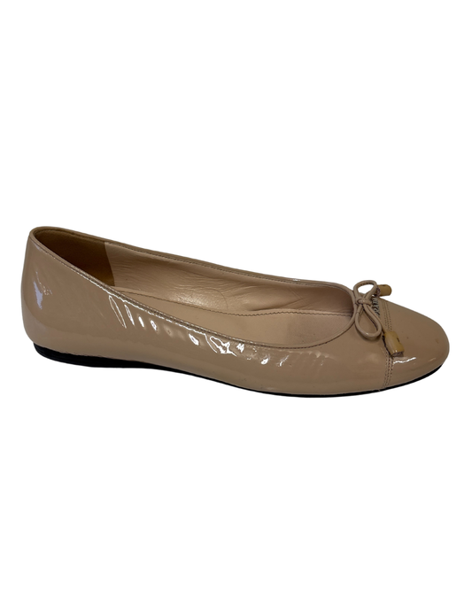 Prada Cream Patent Ballet Pumps