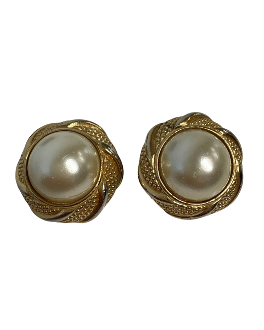 Christian Dior Faux Pearl Clip On Earrings