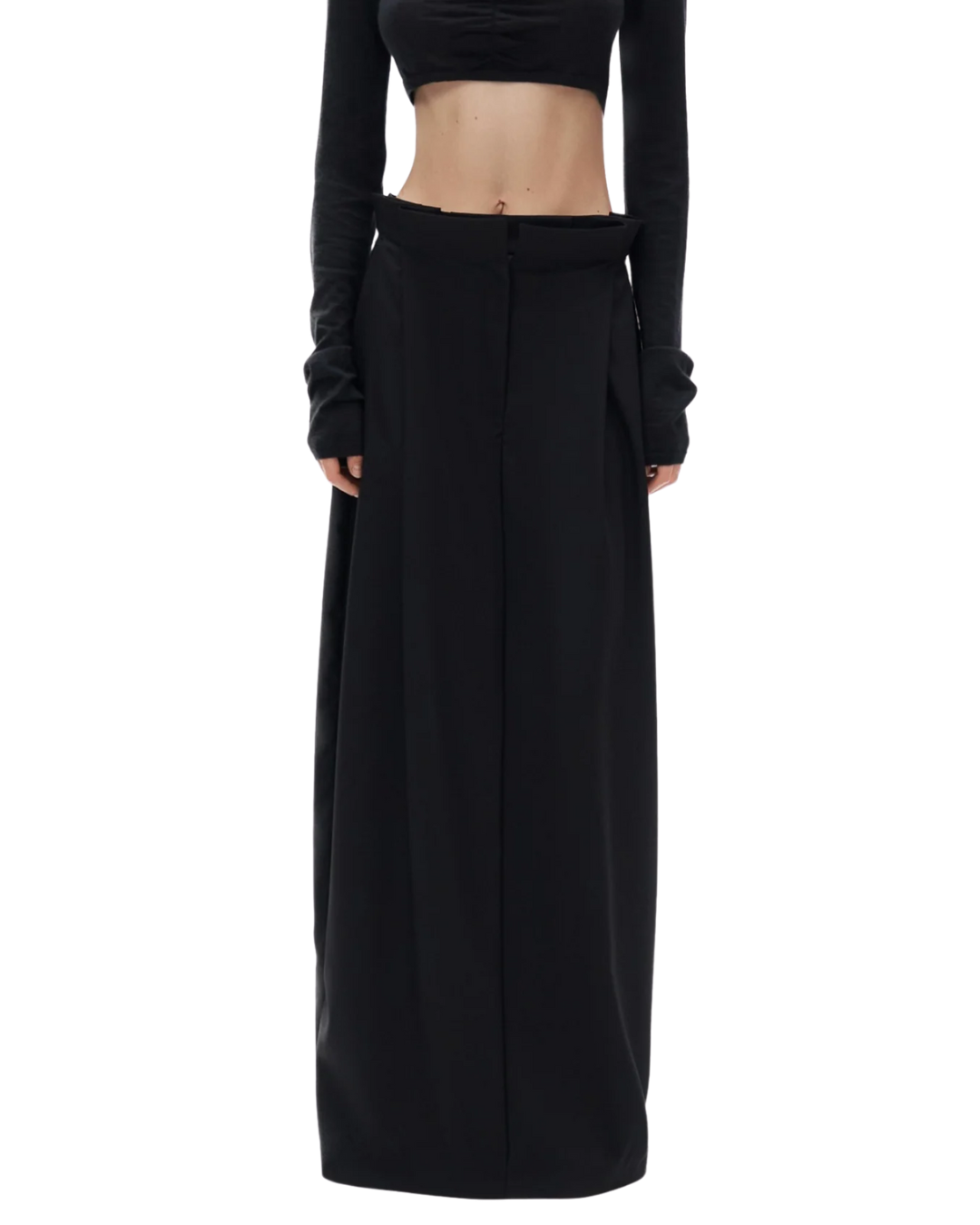 Pervert Tulip Black Wool Maxi Skirt