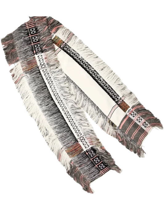 Celine Cream Multicolour Woven Fil Coupe Scarf With Fringing