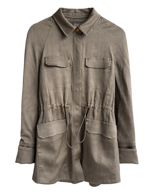 ME+EM Khaki Satin Shirt With Drawstring Waist