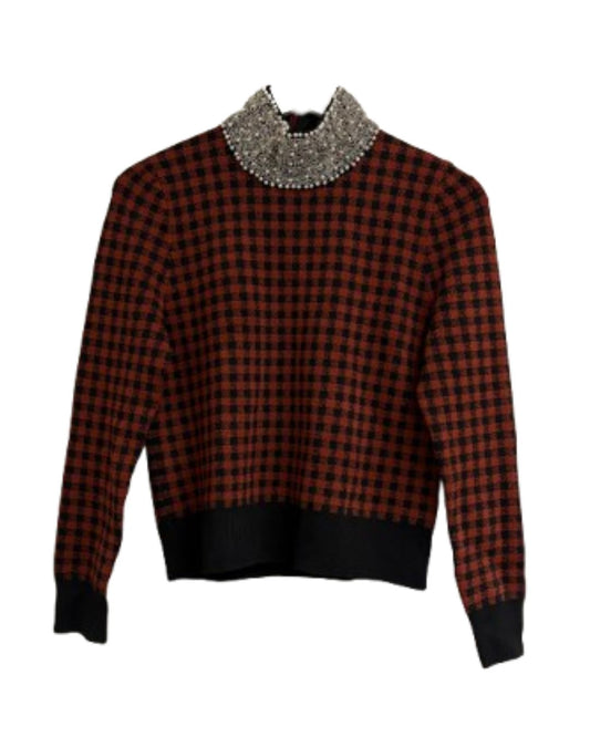 Ganni Embellished Check Turtleneck Jumper (pre-owned)