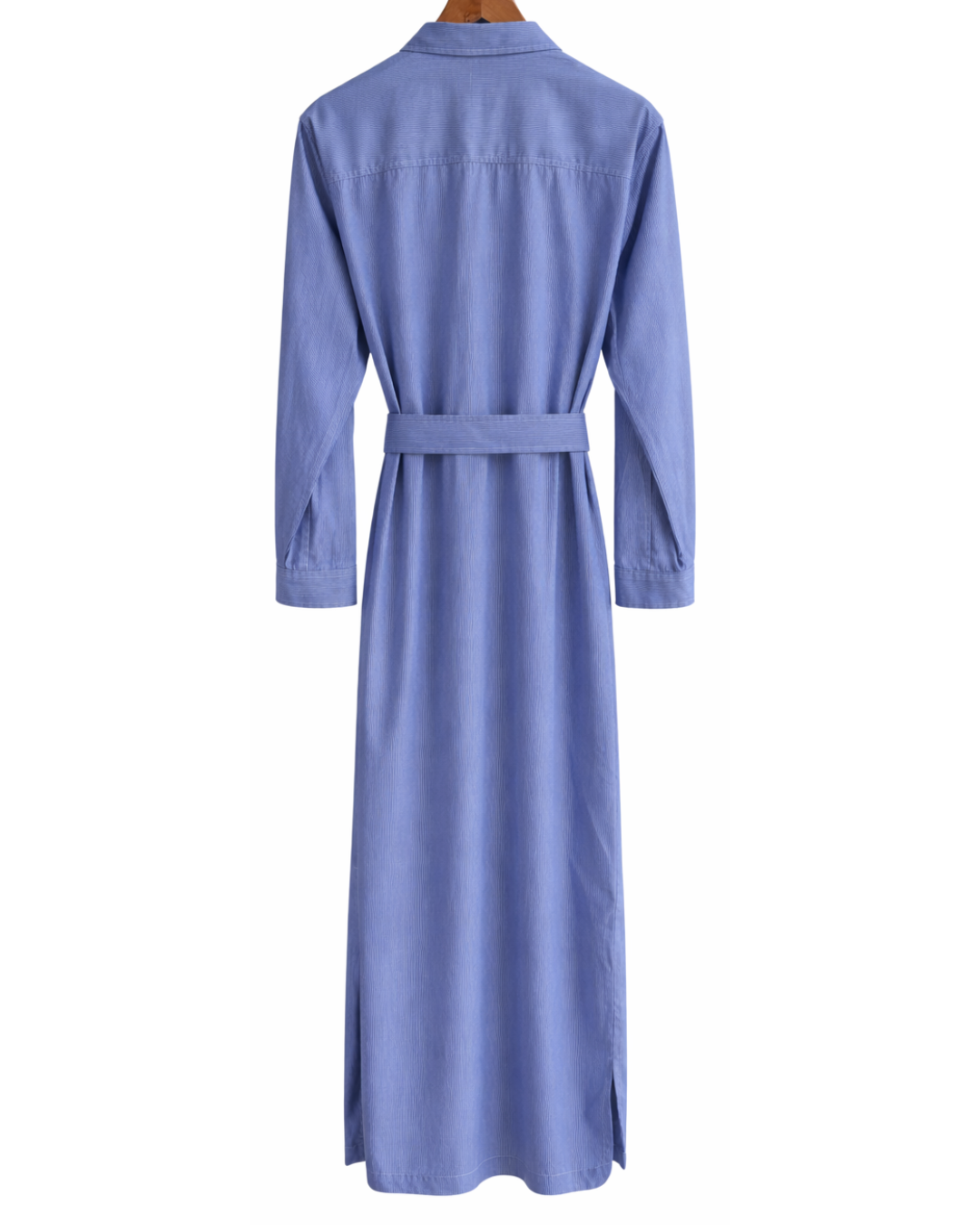 APC Blue Pinstripe Long Shirt Dress With Tie Belt