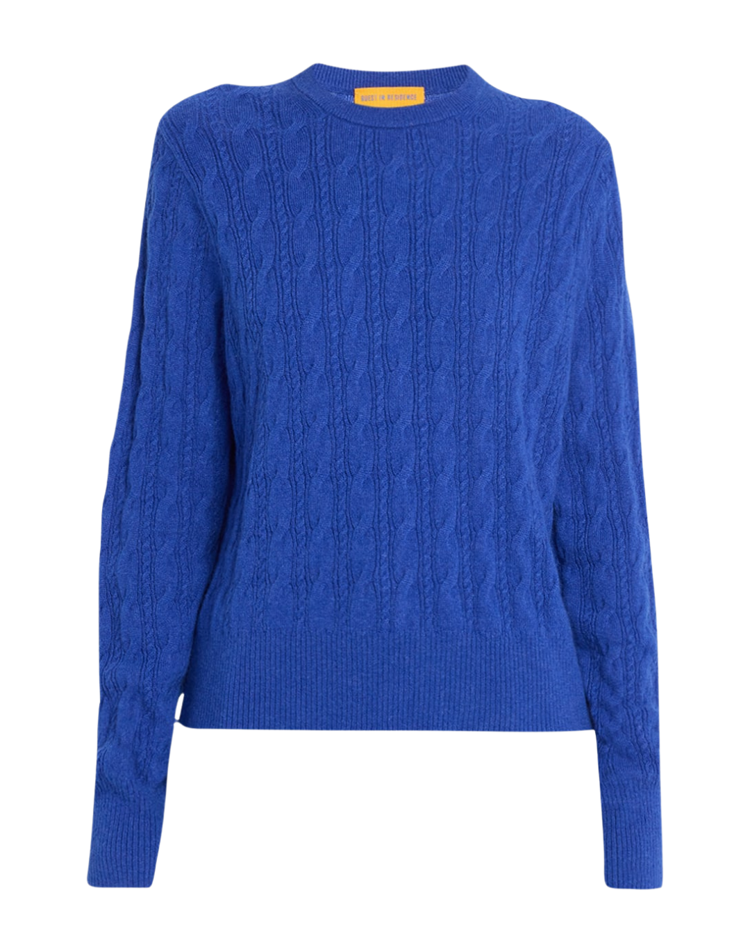 Guest in Residence Cobalt Blue Cable Knit Crewneck Jumper
