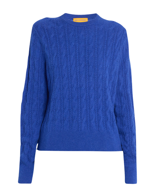Guest in Residence Cobalt Blue Cable Knit Crewneck Jumper