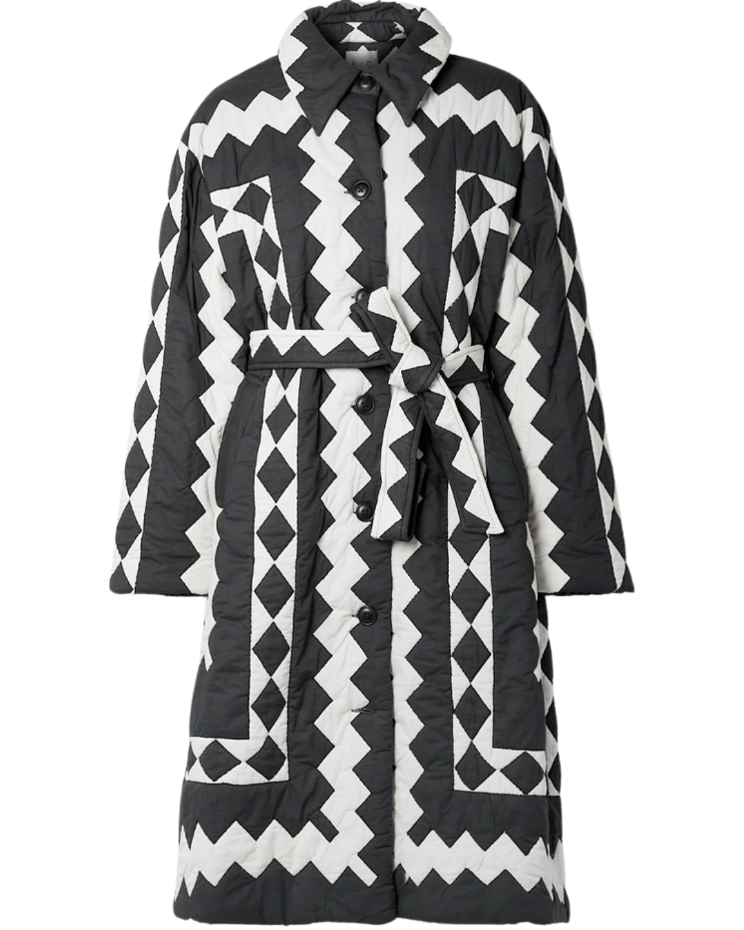 Sea New York Helena Monochrome Quilted Belted Coat