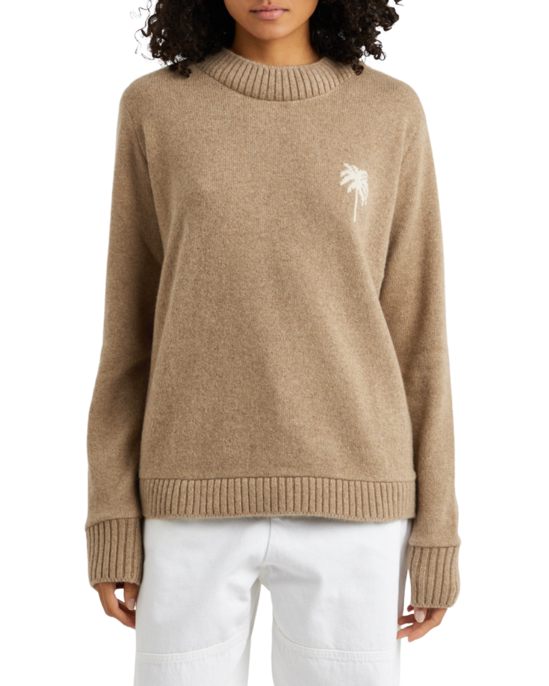 The Elder Statesman Palms Beige Cashmere jumper
