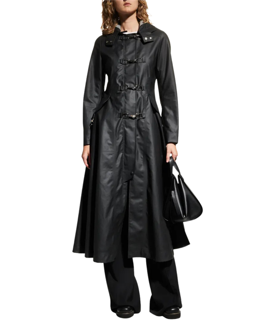 Gabriela Hearst Coleman Black Longline Hooded Trench Coat
