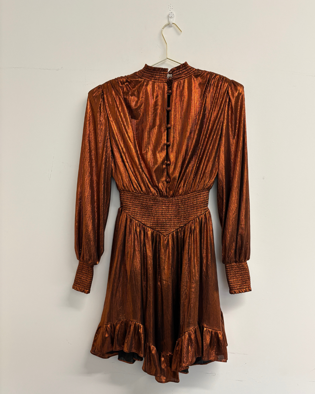 Retrofete Metallic Melody Orange Longsleeved Mini Dress