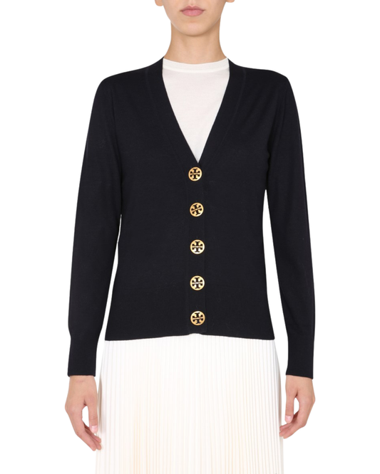 Tory Burch Black Cardigan With Gold Buttons