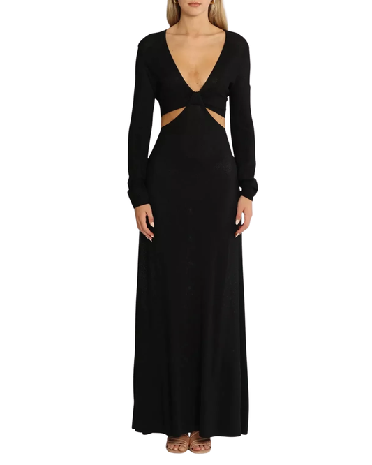 Camilla and Marc Alvar Black Knit Cut Out Dress