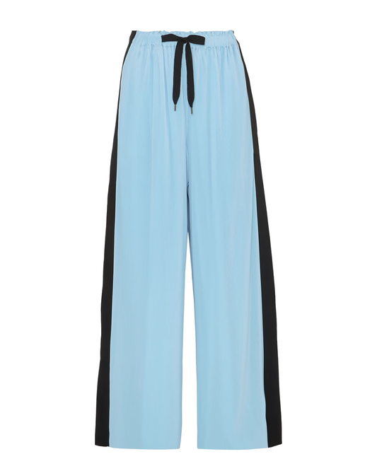 Roland Mouret Haven Blue Plisse Wide Leg Trousers
