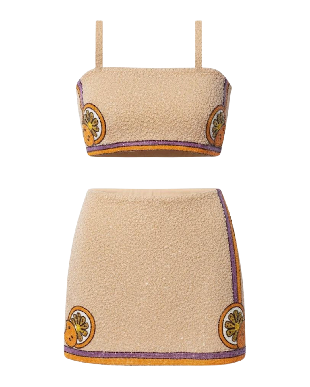 Oceanus Melodie Beaded Pink Top and Skirt Co-ord