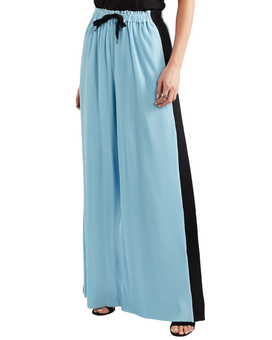 Roland Mouret Haven Blue Plisse Wide Leg Trousers