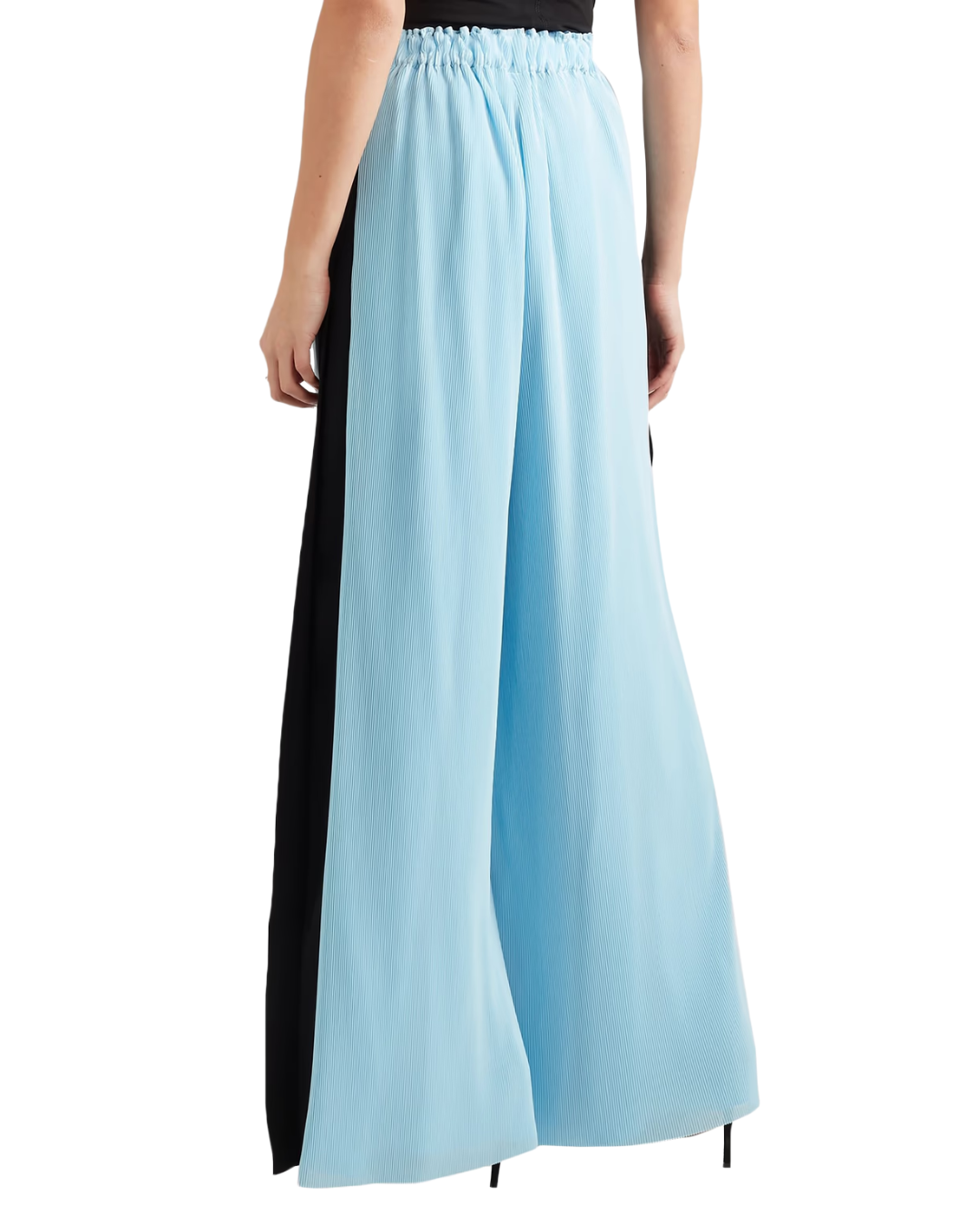 Roland Mouret Haven Blue Plisse Wide Leg Trousers