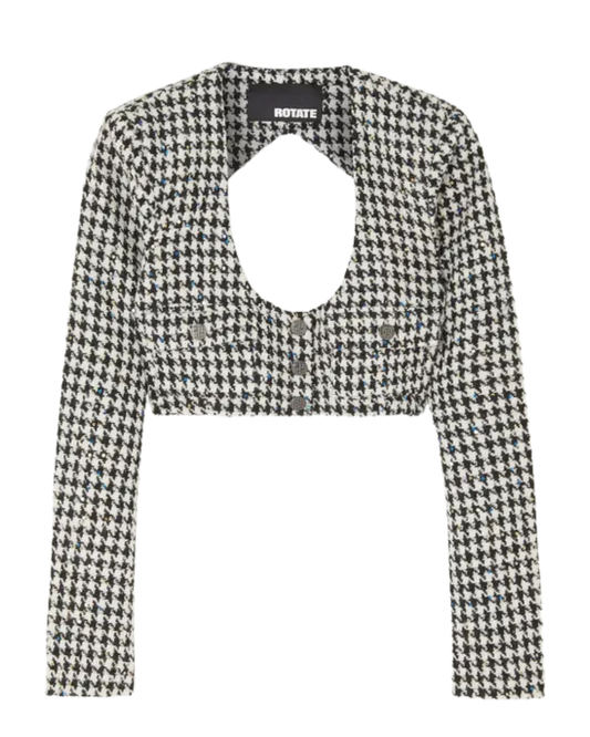 Rotate by Birger Christensen Addison Sequin Houndstooth Tweed Jacket