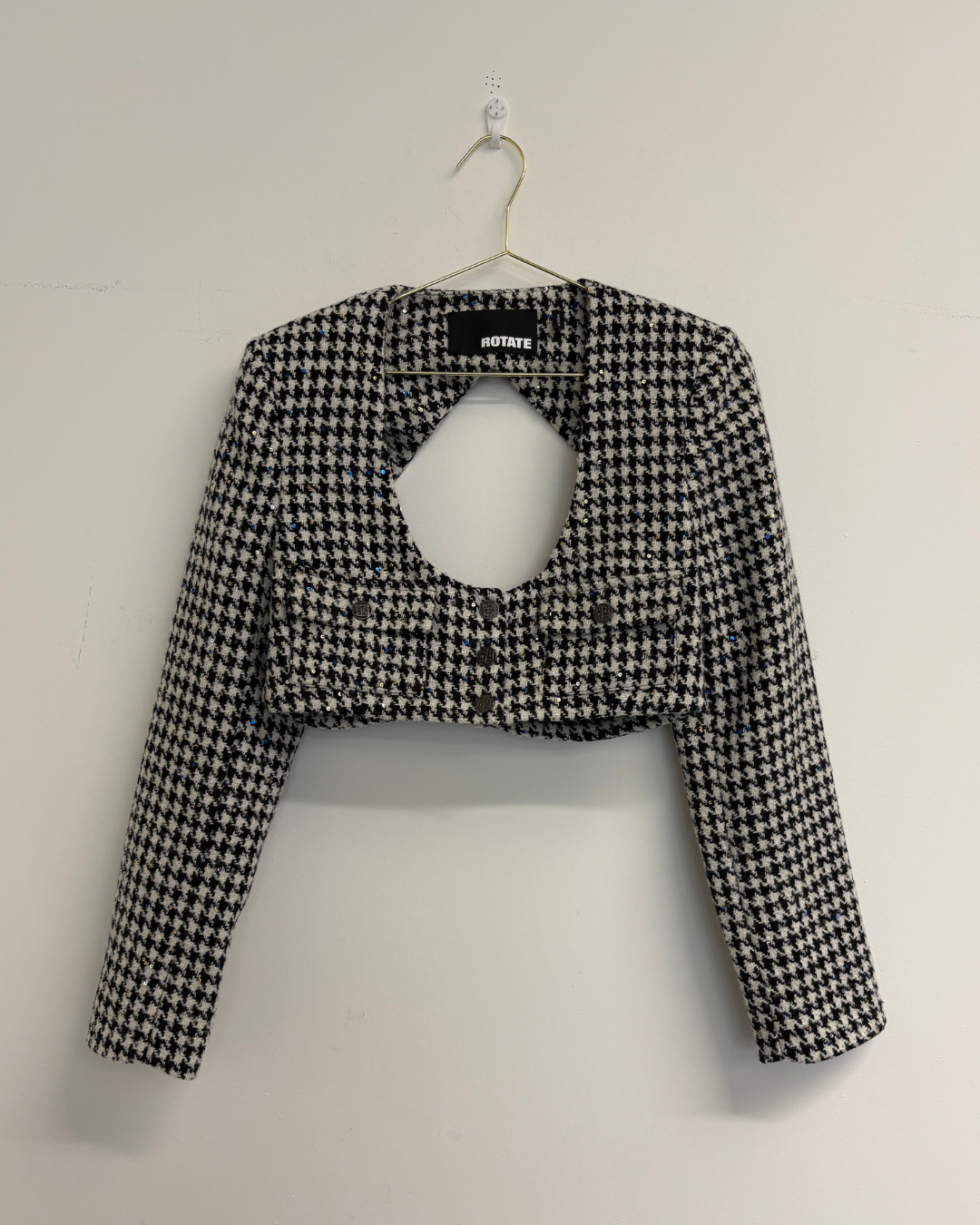 Rotate by Birger Christensen Addison Sequin Houndstooth Tweed Jacket