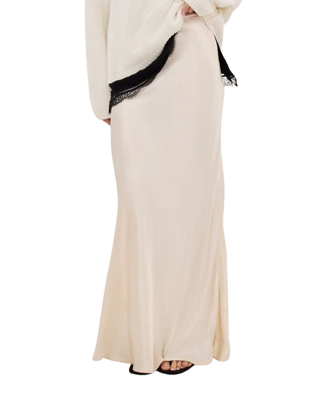 Dissh Charli Cream Satin Maxi Skirt