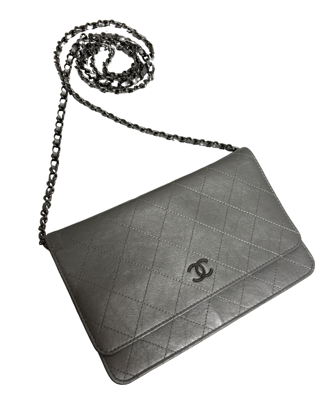 Chanel Silver Wallet On A Chain