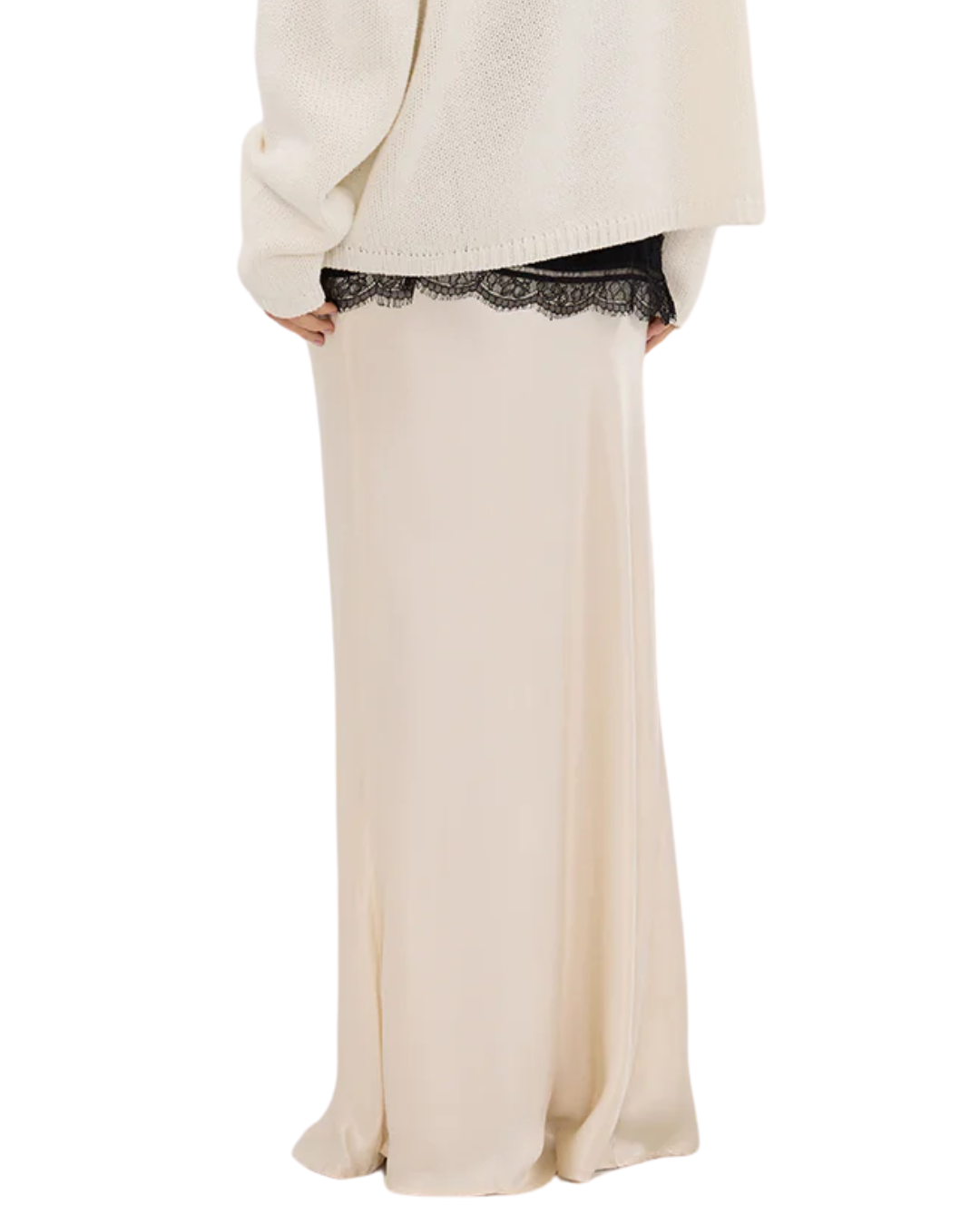 Dissh Charli Cream Satin Maxi Skirt