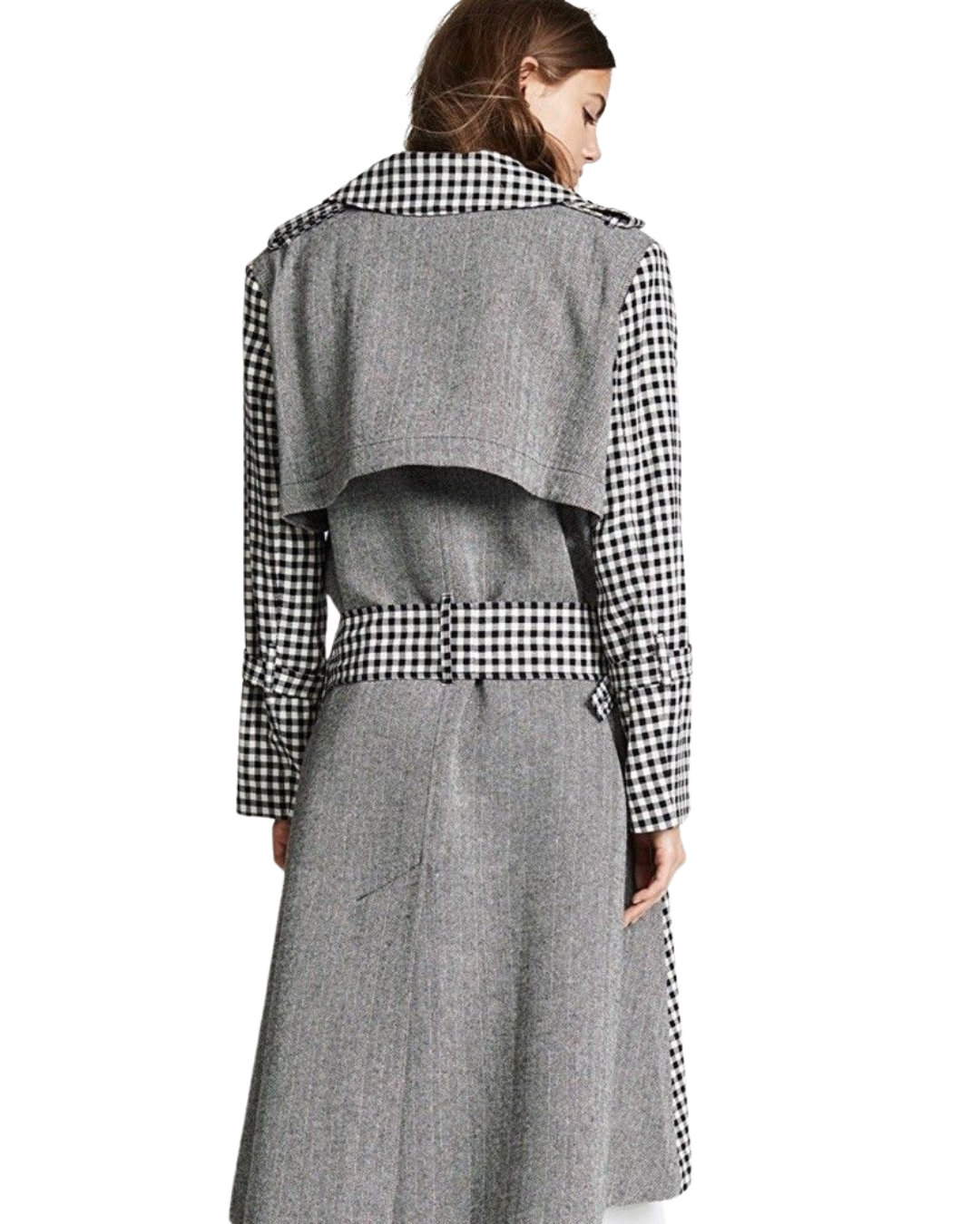 Maggie Marilyn Wool Gingham Trench Coat