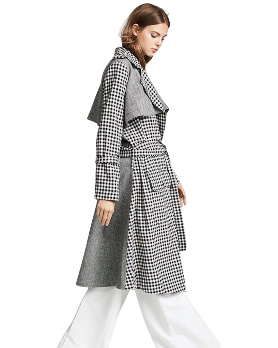 Maggie Marilyn Wool Gingham Trench Coat