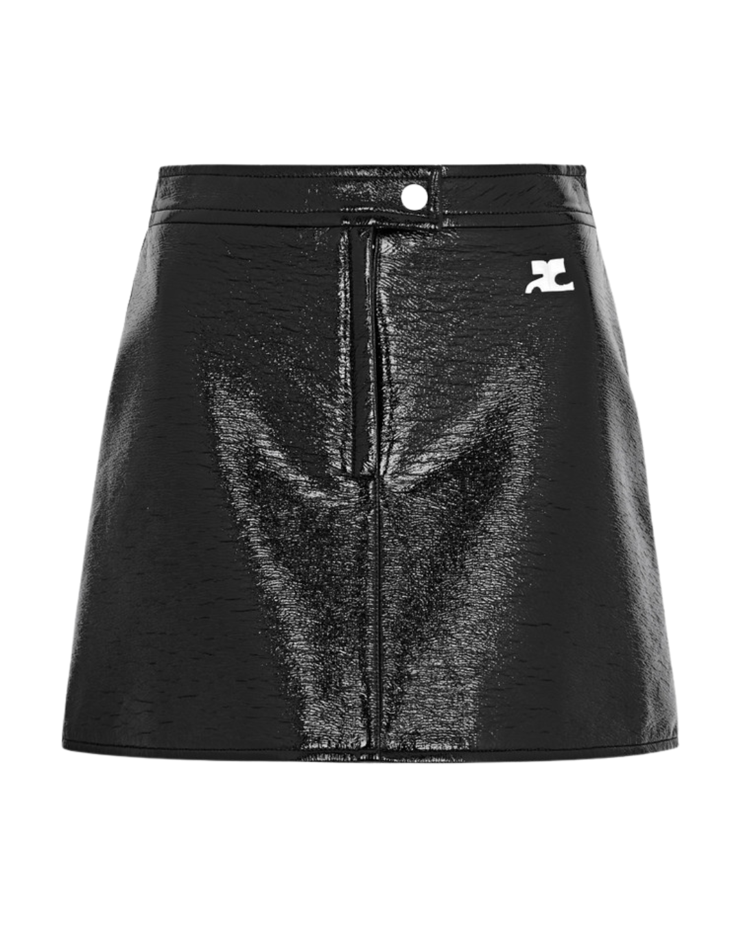Courreges Black Vinyl Patent Mini Skirt